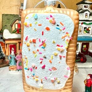 Breakfast Toaster Tart Glass Ornament with Candy Sprinkles Icing Jam Sweet